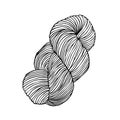 vector linear drawing on the theme of knitting. skein of wool. hobby, crochet, needlework